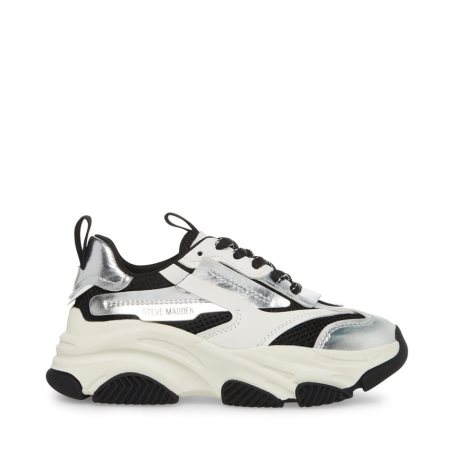 Zapatillas Steve Madden Jpossess Niños Plateadas Blancas Negras | ES QV82S3